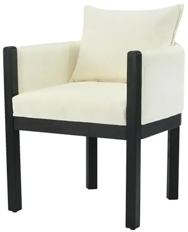 Christopher Knight Home Lucid Linen Upholstered Dining Chairs Set of 2, Rubber Wood Dining Room Chairs, Modern Armchair, Extra Seating for Dining Room, Versatile Indoor Furniture, White + Black