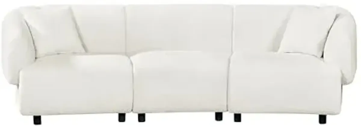 Christopher Knight Home Obito Boucle Upholstered 3-Seater Sofa, Modern Home Sofa Living Room, Wooden Large Upholstered Sofa Couch for Apartment/Home Office, Light Beige