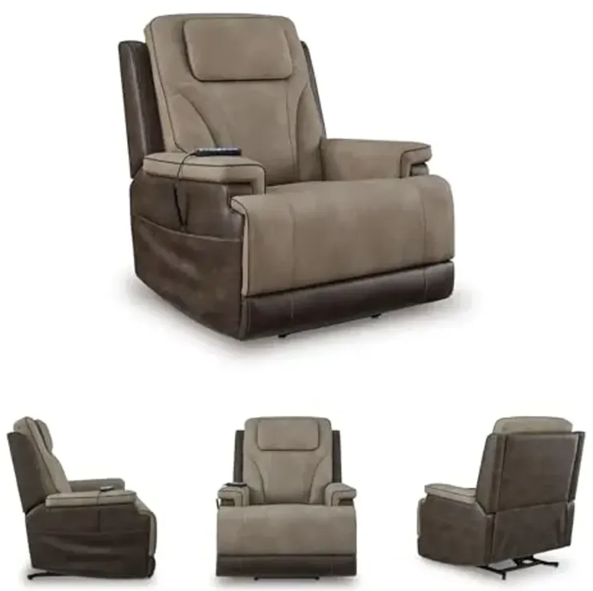 Signature Design by Ashley 4Z-Relax Retreat Modern Power Lift Recliner with Lumbar Support, Adjustable Headrest and USB Ports, Brown