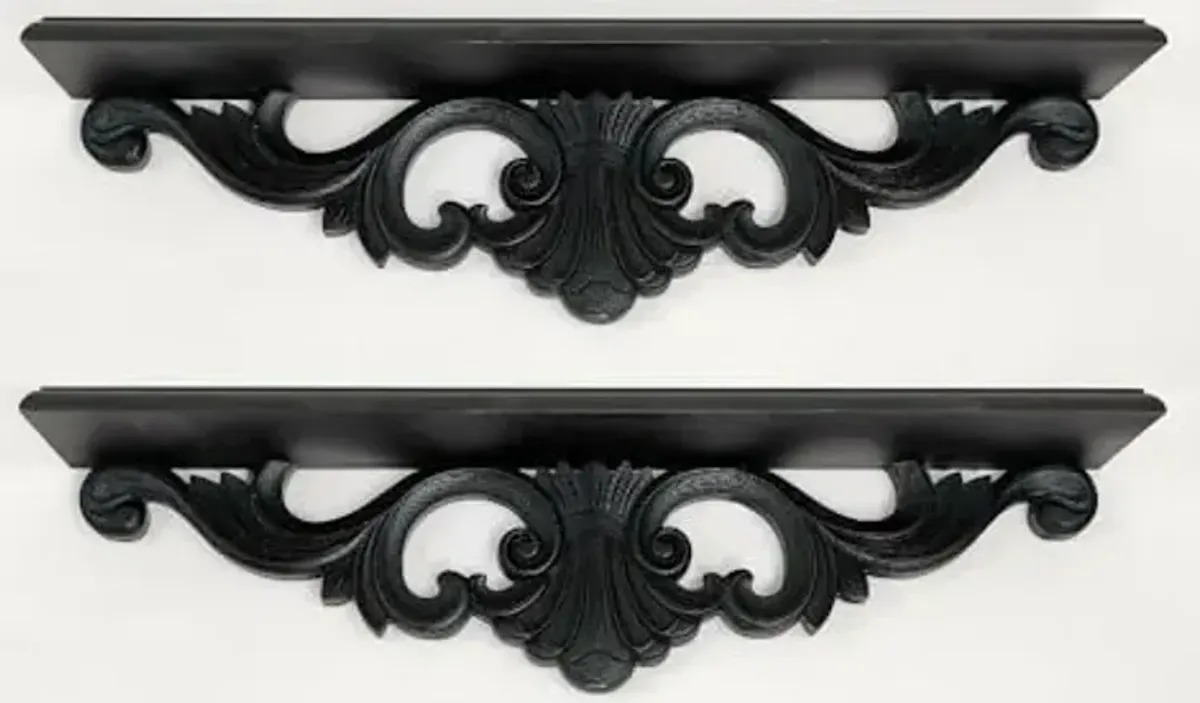 Wayborn Black Cedar Plywood Pretty Wall Shelf (2 PCs), 24″X4″X6″