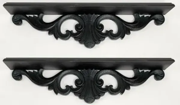 Wayborn Black Cedar Plywood Pretty Wall Shelf (2 PCs), 24″X4″X6″