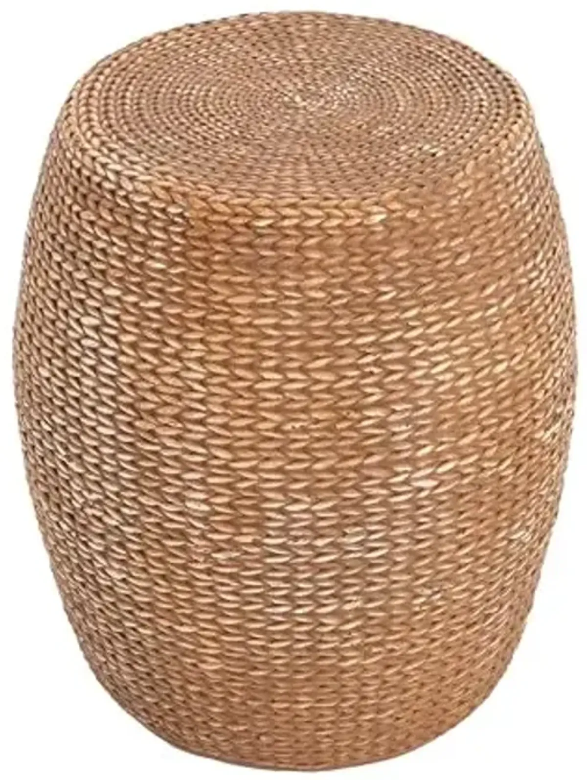 Christopher Knight Home Nataly 18" H Small Outdoor Side Table, Drum-Shaped Carved Garden Stool, Lightweight Concrete End Table, Patio Decorative Home Stool for Balcony Poolside Backyard, Brown