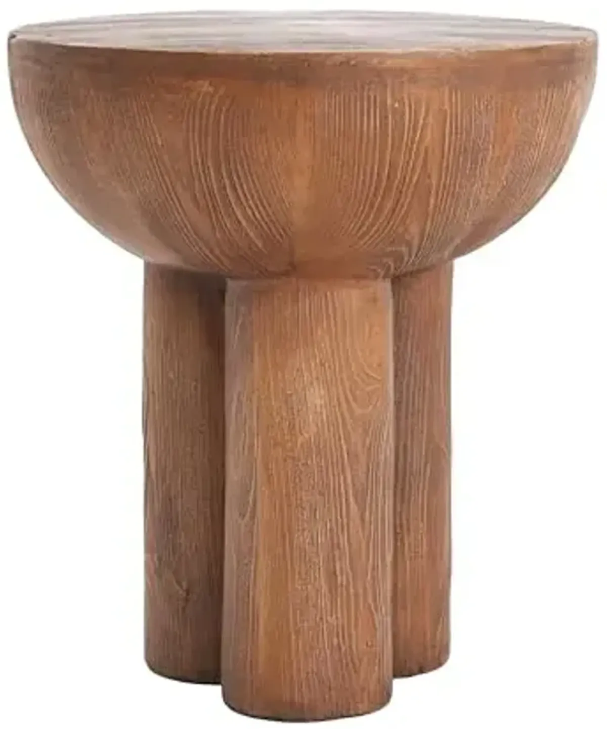 Christopher Knight Home Nataly 18.25" H Small Outdoor Side Table, Mushroom-Like Carved Garden Stool, Lightweight Concrete End Table, Patio Decorative Home Stool for Balcony Poolside Backyard, Brown
