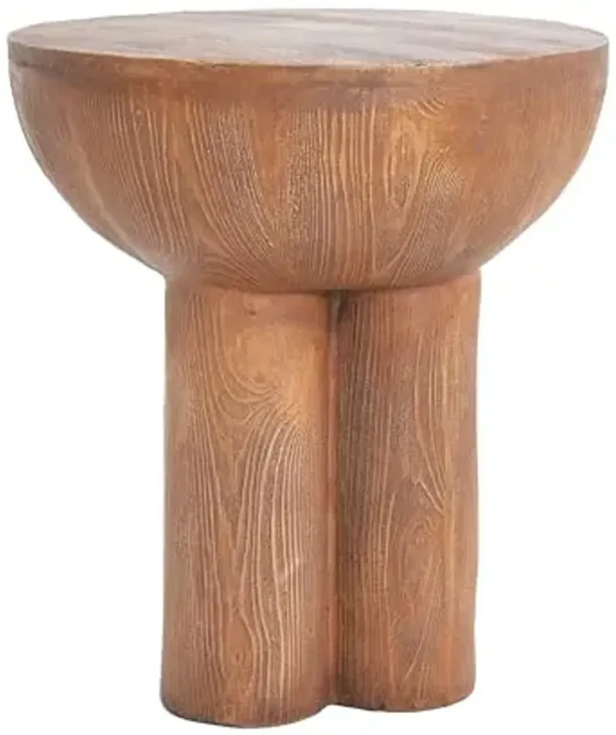 Christopher Knight Home Nataly 18.25" H Small Outdoor Side Table, Mushroom-Like Carved Garden Stool, Lightweight Concrete End Table, Patio Decorative Home Stool for Balcony Poolside Backyard, Brown