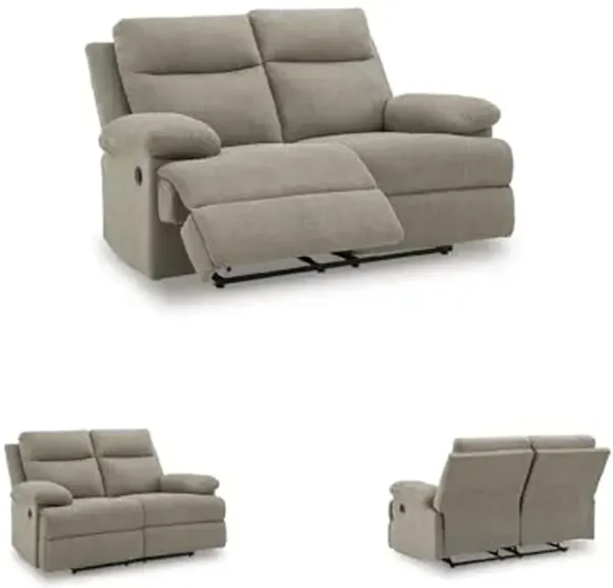 Signature Design by Ashley Yarrow Lane Classic Chenille Manual Pull Tab Reclining Loveseat, Light Brown