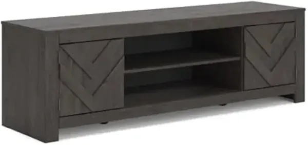 Signature Design by Ashley Cayboni Casual 71" TV Stand for TVs up to 81" with 2 Cabinets, Adjustable Shelves and Fireplace Option, Black