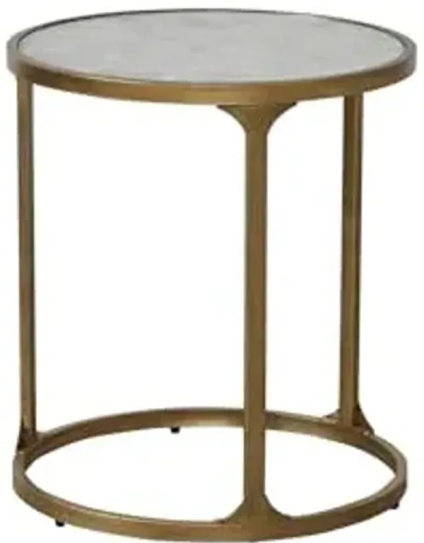 Signature Design by Ashley Korajane Transitional Metal End Table with Tempered Glass Top, Metallic
