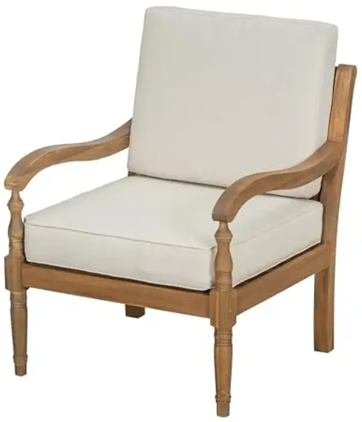 Christopher Knight Home Pyosik Acacia Wood Patio Chair, Comfy Armchair with Thick Cushions, Comfort Seating for Garden Backyard Poolside, Wooden Lounge Chair Outdoor with Armrest, Beige + Natural