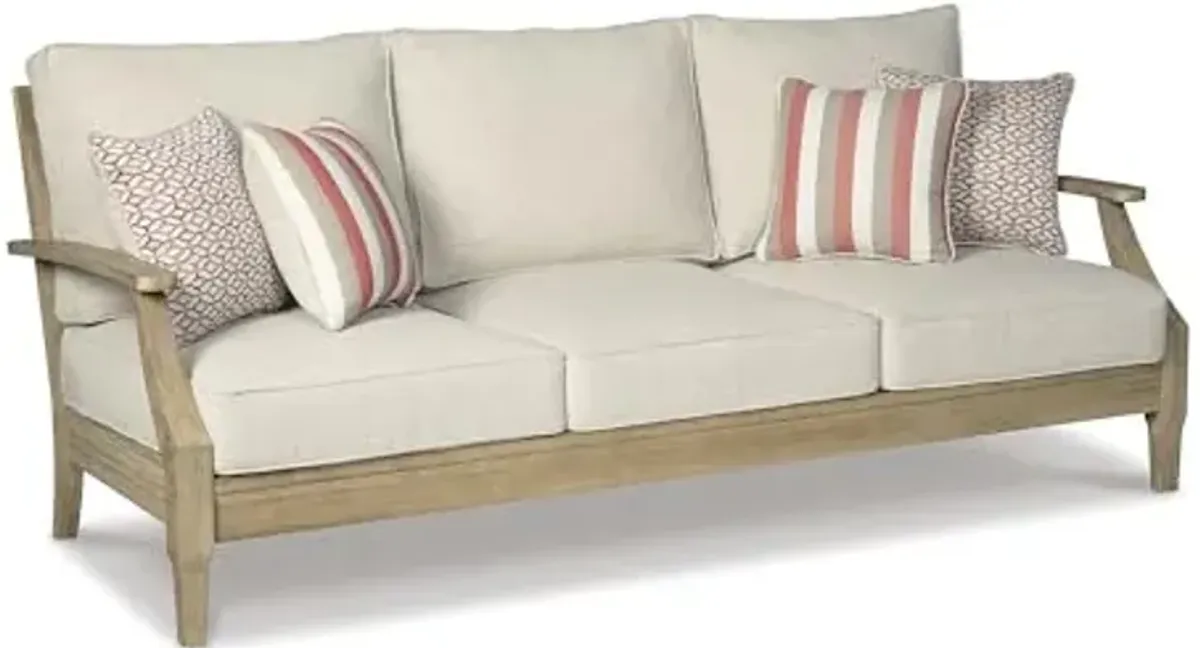Signature Design by Ashley Clare View Casual Nuvella Outdoor Sofa, Loveseat and Chair with Arm Rest, Beige