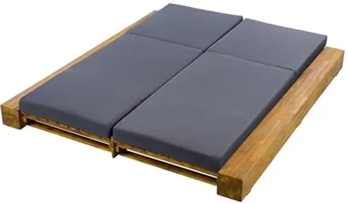 Christopher Knight Home Zoe Spacious Double Acacia Wood Chaise Lounge Chair Outdoor, 4 Position Adjustable Backrest Pool Lounger, Outdoor Chaise Lounge with Cushion, Poolside Seating, Teak + Dark Grey