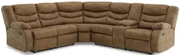 Signature Design by Ashley Partymate Contemporary L-Shaped Faux Leather 2-Piece Reclining Sectional with Console, Storage and 2 Cup Holders, Dark Brown