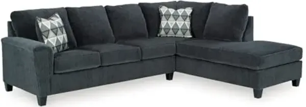 Signature Design by Ashley Abinger Contemporary L-Shaped Anti Sag 2-Piece Sectional with Chaise, Loose Seat Cushions and 2 Accent Pillows, Gray