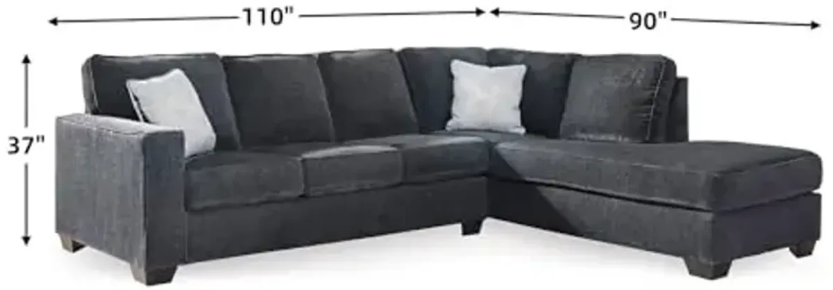 Signature Design by Ashley Altari Casual L-Shaped Anti Sag 2-Piece Sectional with Chaise, Loose Seat Cushions and 2 Accent Pillows, Gray