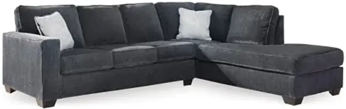 Signature Design by Ashley Altari Casual L-Shaped Anti Sag 2-Piece Sectional with Chaise, Loose Seat Cushions and 2 Accent Pillows, Gray