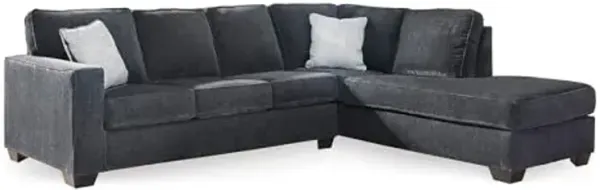 Signature Design by Ashley Altari Casual L-Shaped Anti Sag 2-Piece Sectional with Chaise, Loose Seat Cushions and 2 Accent Pillows, Gray