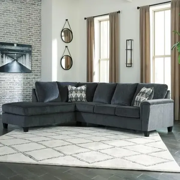 Signature Design by Ashley Abinger Contemporary L-Shaped 2-Piece Sleeper Sectional with Chaise, Bi-Fold Memory Foam Mattress, Loose Seat Cushions and 2 Accent Pillows, Full, Gray