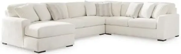 Signature Design by Ashley Chessington Modern U-Shaped Anti Sag 4-Piece Sectional with Chaise, Reversible Seat Cushions and 9 Accent Pillows, White