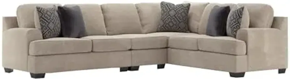 Signature Design by Ashley Bovarian Casual L-Shaped Anti Sag 3-Piece Sectional with Loose Seat Cushions and 5 Accent Pillows, Gray