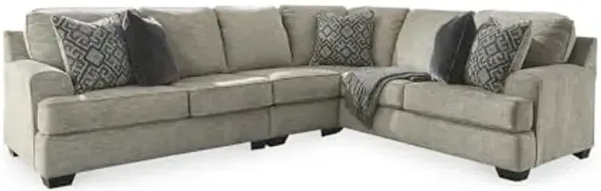Signature Design by Ashley Bovarian Casual L-Shaped Anti Sag 3-Piece Sectional with Loose Seat Cushions and 5 Accent Pillows, Gray