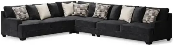 Signature Design by Ashley Lavernett Modern L-Shaped Anti Sag 4-Piece Sectional with Reversible Cushions and 12 Accent Pillows, Black
