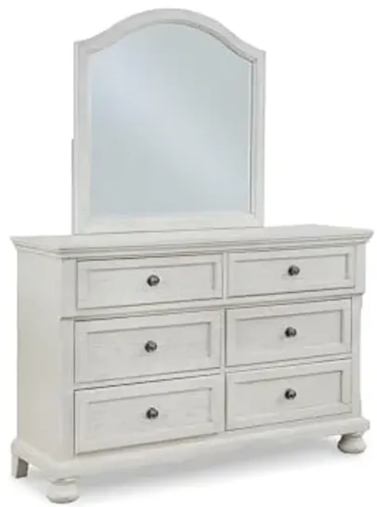 Signature Design by Ashley Robbinsdale Cottage 6-Drawer Dresser and Mirror with Safety Stop and Felt-Lined Top Drawer, White