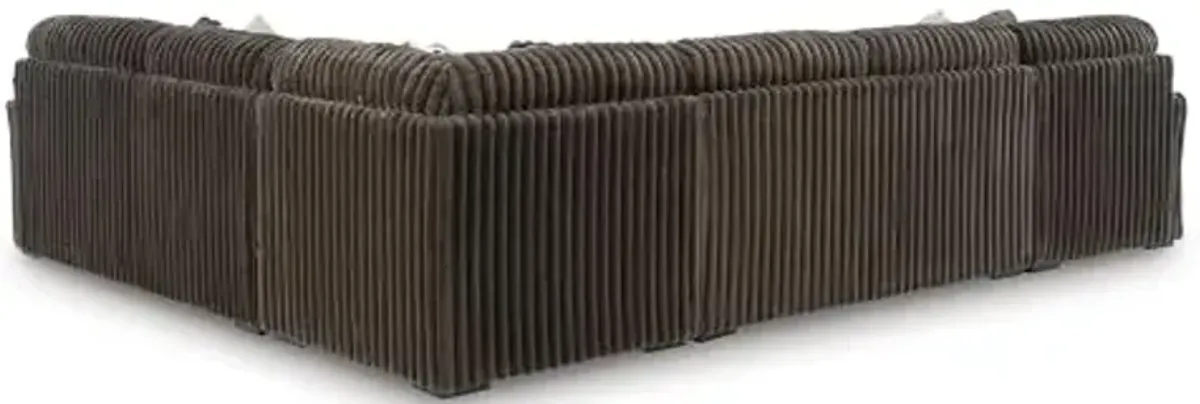 Signature Design by Ashley Midnight-Madness Casual U-Shaped Anti Sag 4-Piece Sectional with Chaise, Reversible Seat Cushions and 9 Accent Pillows, Dark Brown