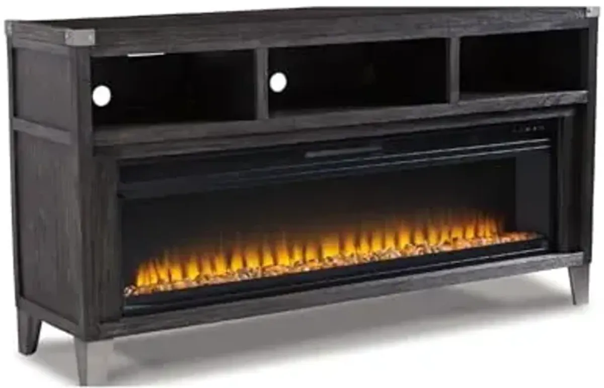 Signature Design by Ashley Todoe Industrial 65" TV Stand with Electric Fireplace for TVs up to 75", Gray
