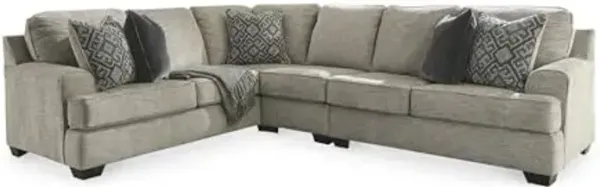 Signature Design by Ashley Bovarian Casual L-Shaped Anti Sag 3-Piece Sectional with Loose Seat Cushions and 5 Accent Pillows, Gray