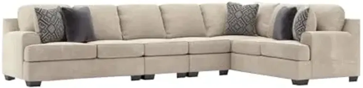 Signature Design by Ashley Bovarian Casual L-Shaped Anti Sag 4-Piece Sectional with Loose Seat Cushions and 5 Accent Pillows, Gray