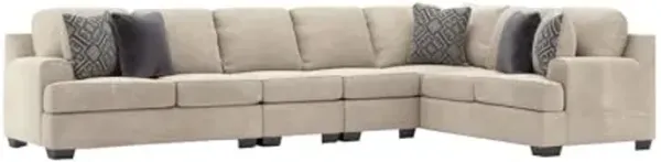 Signature Design by Ashley Bovarian Casual L-Shaped Anti Sag 4-Piece Sectional with Loose Seat Cushions and 5 Accent Pillows, Gray