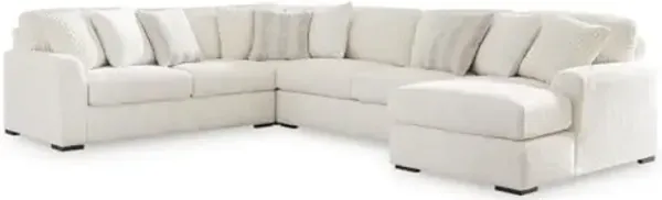 Signature Design by Ashley Chessington Modern U-Shaped Anti Sag 4-Piece Sectional with Chaise, Reversible Seat Cushions and 9 Accent Pillows, White