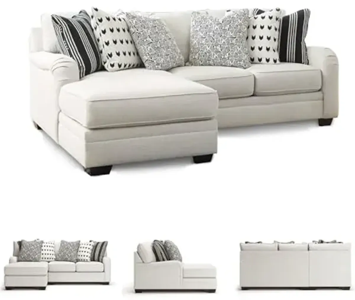 Signature Design by Ashley Huntsworth Traditional L-Shaped Left-Arm Facing 2-Piece Sectional with Chaise, Reversible Cushions and 6 Accent Pillows, Light Gray