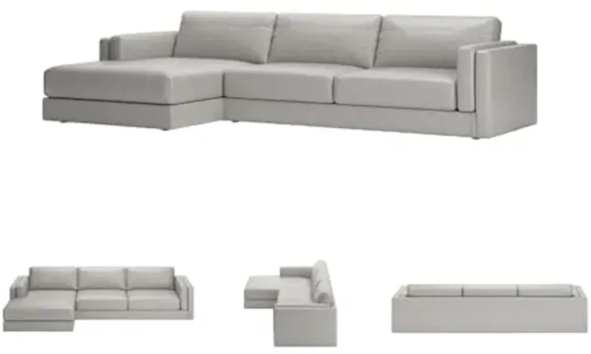 Signature Design by Ashley Amiata Contemporary Leather Match 2-Piece Sectional with Chaise, Light Gray