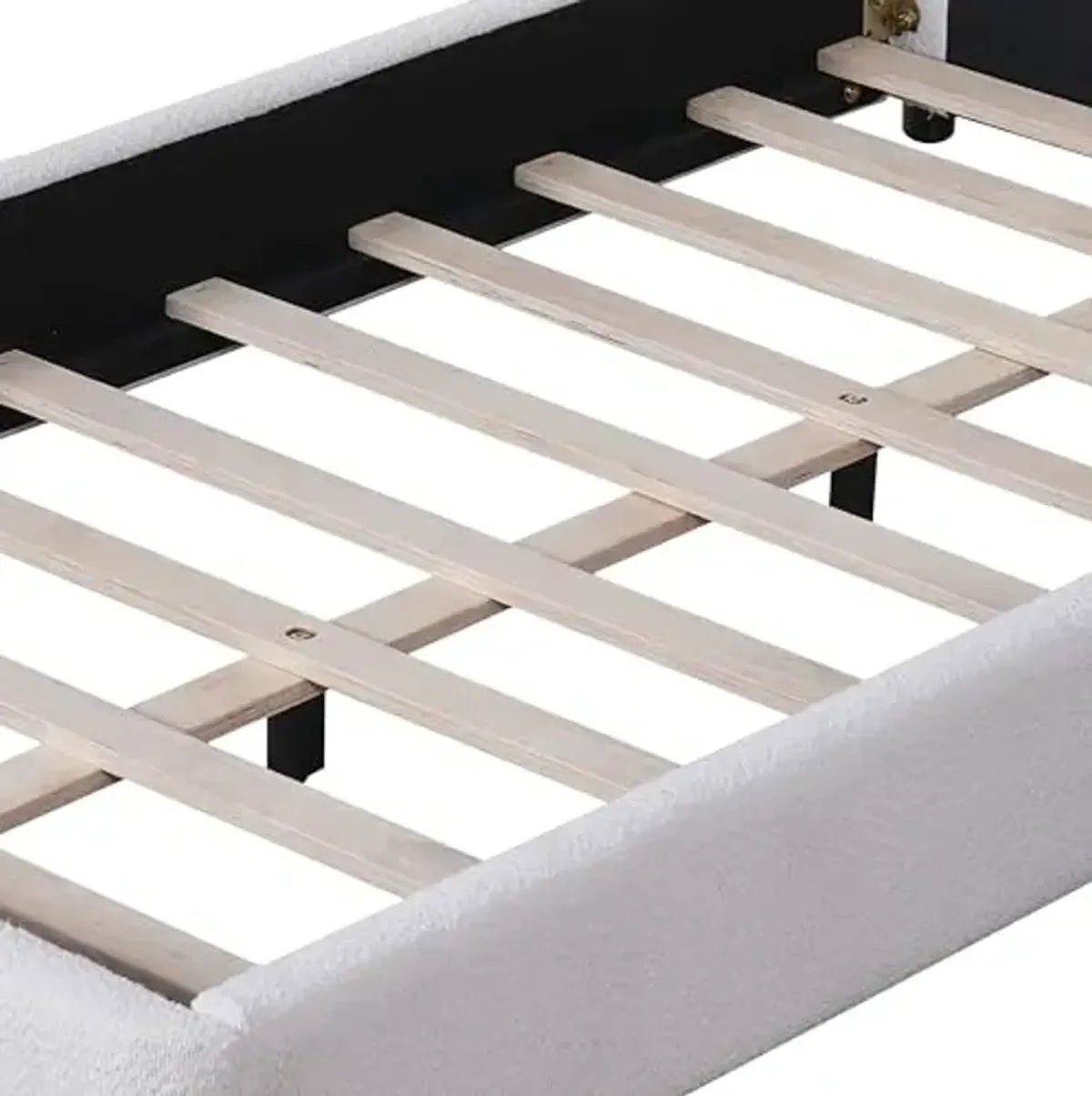 Christopher Knight Home Celyn Modern Twin Size Bed Frame with Upholstered Headboard, Boucle Upholstered Platform Bed Frame Twin, Wooden Slat Panel Support, No Spring Box Needed, Easy Assembly, White