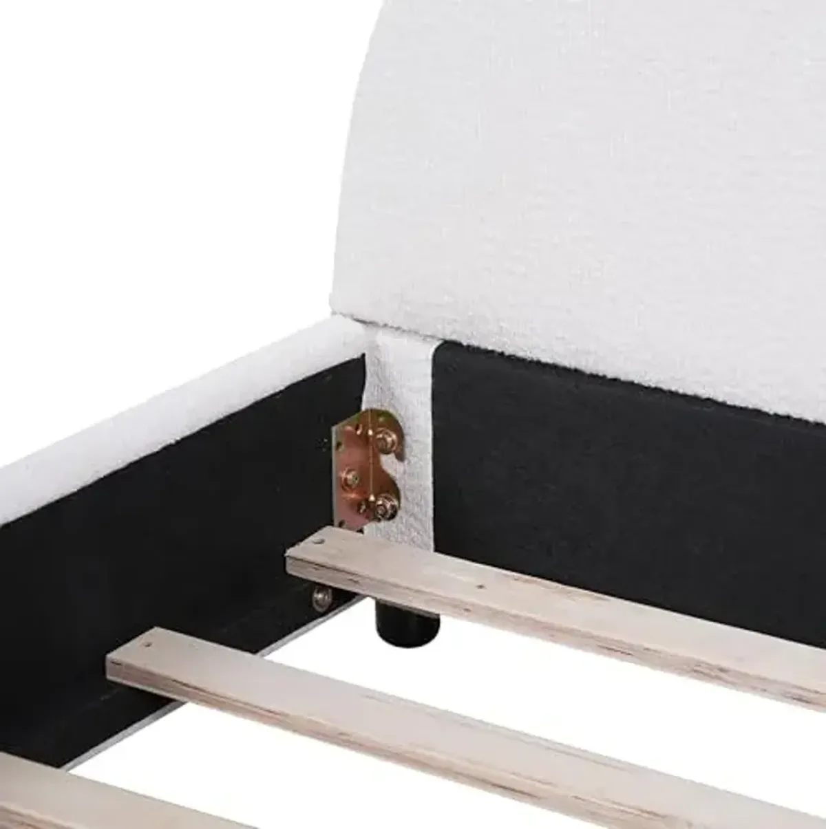 Christopher Knight Home Celyn Modern Queen Size Bed Frame with Upholstered Headboard, Boucle Upholstered Platform Bed Frame Queen, Wooden Slat Panel Support, No Spring Box Needed, Easy Assembly, White