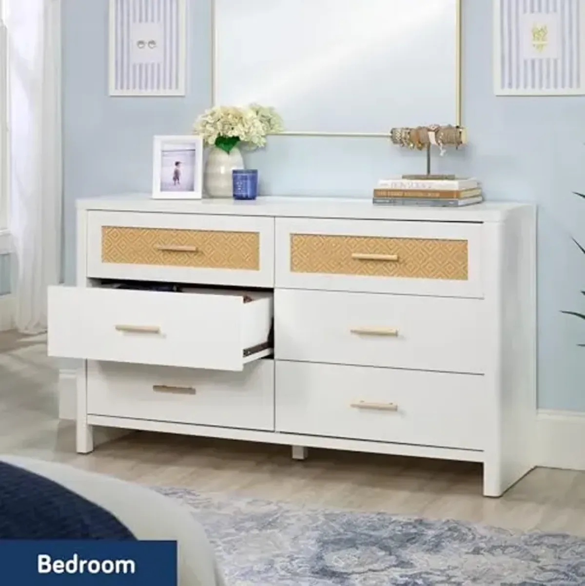 Sauder Isabella Isle 6-Drawer Dresser, White Finish