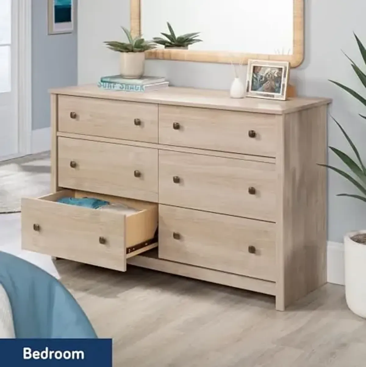Sauder River Ranch 6-Drawer Bedroom Dresser, Harvest Walnut Finish