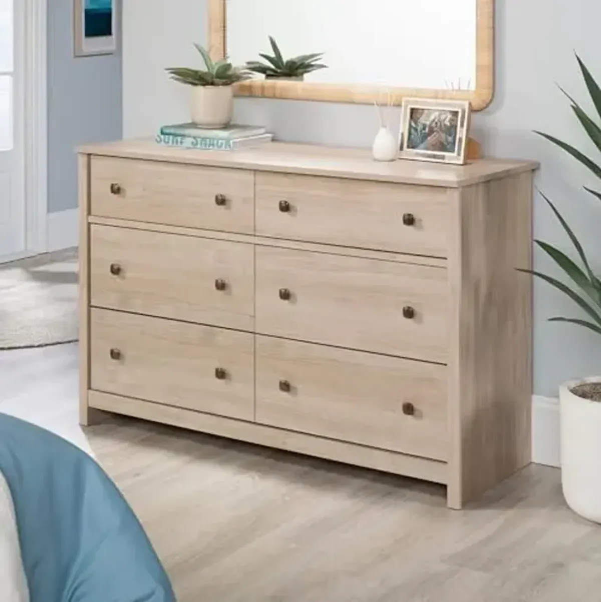 Sauder River Ranch 6-Drawer Bedroom Dresser, Harvest Walnut Finish