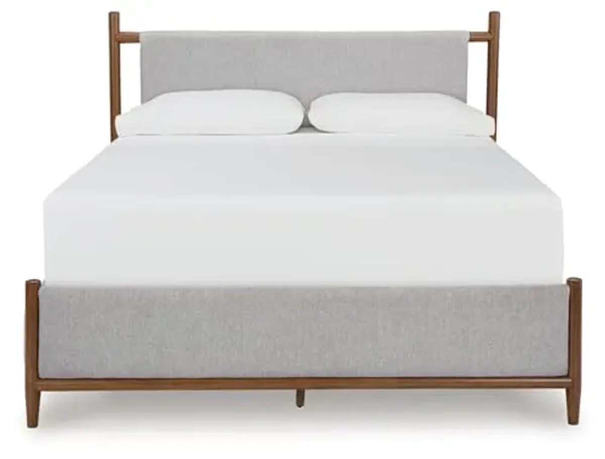 Signature Design by Ashley Lyncott Casual King Upholstered Bed, Foundation or Box Spring Needed, Light Gray & Light Brown