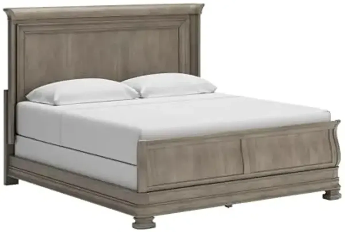 Signature Design by Ashley Lexorne Traditional California King Sleigh Bed, Foundation or Box Spring Needed, Gray