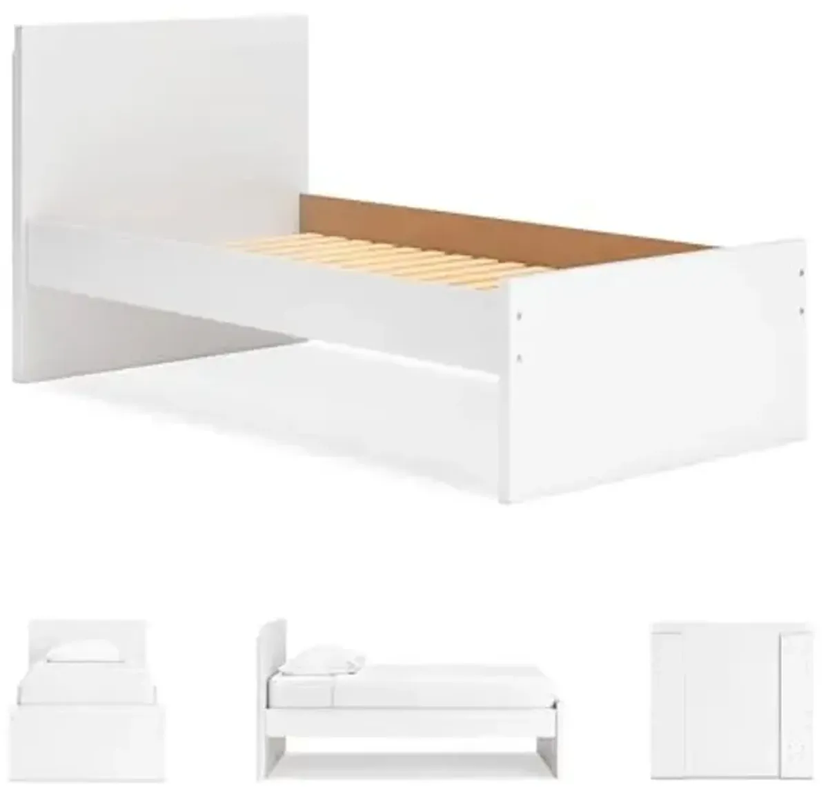 Signature Design by Ashley Onita Contemporary Twin Panel Platform Bed, Foundation or Box Spring Not Needed, White