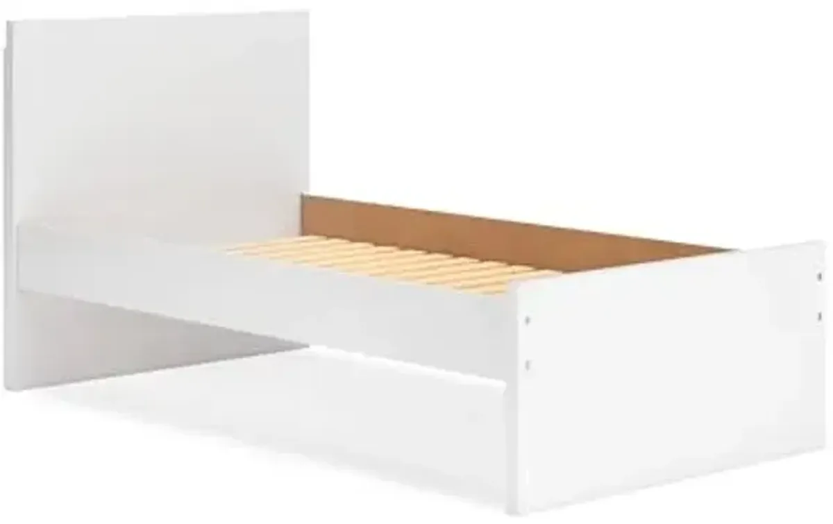 Signature Design by Ashley Onita Contemporary Twin Panel Platform Bed, Foundation or Box Spring Not Needed, White