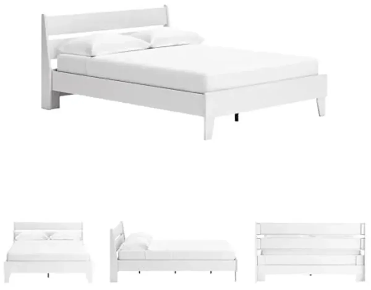 Signature Design by Ashley Socalle Casual Queen Panel Platform Bed, Foundation or Box Spring Not Needed, White