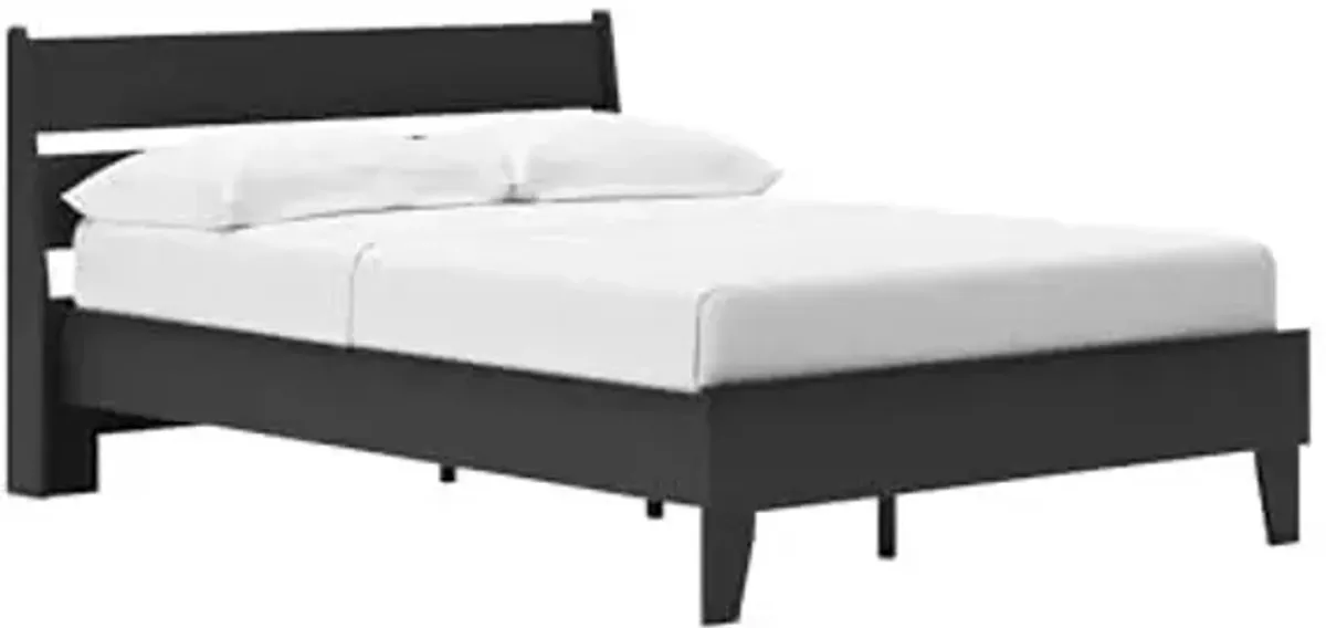 Signature Design by Ashley Socalle Casual Full Panel Platform Bed, Foundation or Box Spring Not Needed, Black