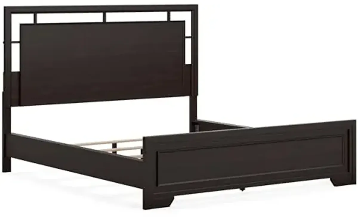 Signature Design by Ashley Covetown Traditional California King Panel Bed, Foundation or Box Spring Needed, Dark Brown