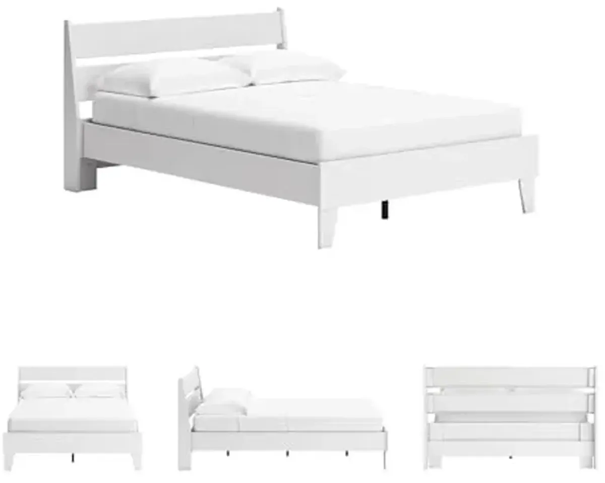 Signature Design by Ashley Socalle Casual Full Panel Platform Bed, Foundation or Box Spring Not Needed, White