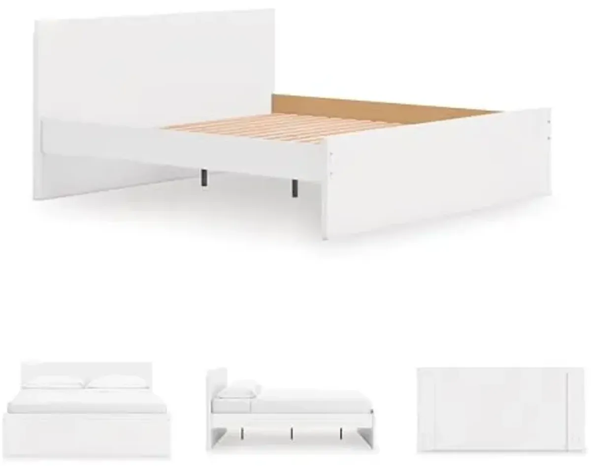 Signature Design by Ashley Onita Contemporary King Panel Platform Bed, Foundation or Box Spring Not Needed, White