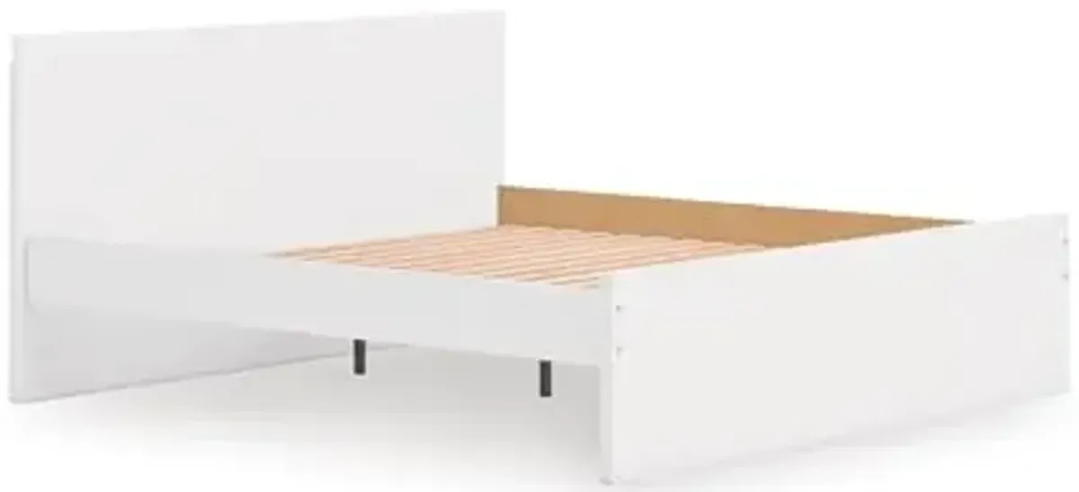 Signature Design by Ashley Onita Contemporary King Panel Platform Bed, Foundation or Box Spring Not Needed, White