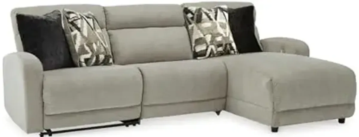 Signature Design by Ashley Colleyville Casual 3-Piece Power Reclining Sectional with Chaise and USB Ports, Light Gray