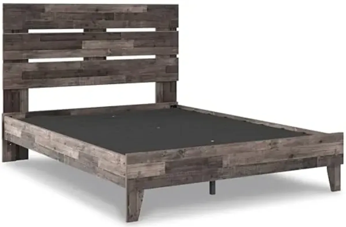 Signature Design by Ashley Neilsville Casual Queen Panel Platform Bed, Foundation or Box Spring Not Needed, Gray